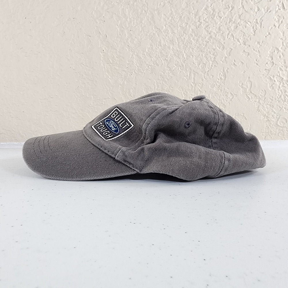 Built Ford Tough Logo Gray Adjustable Hat Vintage Dad Mom Workwear - Picture 5 of 10